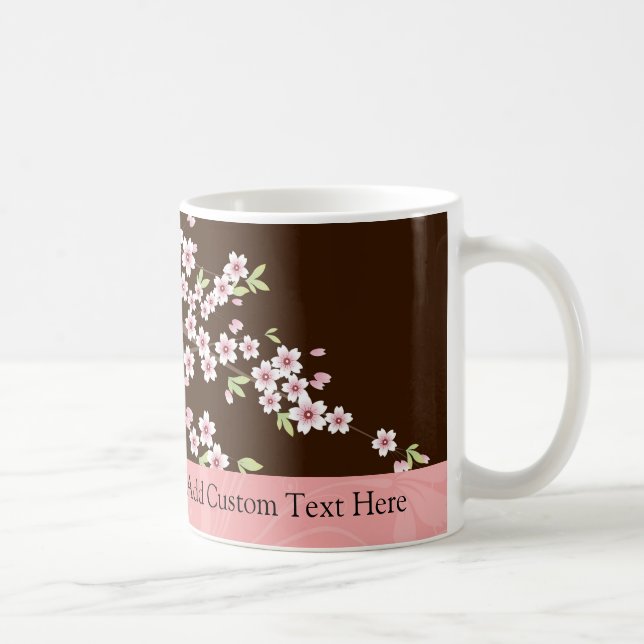 Taza De Café Flor personalizada de dogwood rosa/marrón (Derecha)