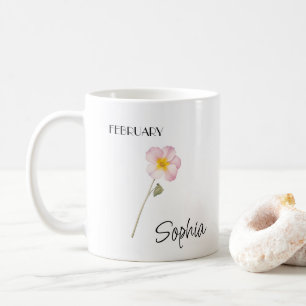 Taza De Café Flor Personalizada de Febrero