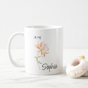 Taza De Café Flor Personalizada de Junio,