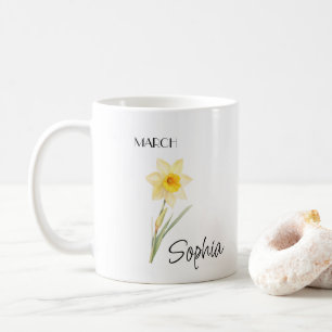Taza De Café Flor Personalizada de Marzo