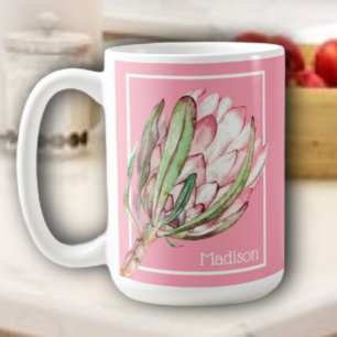 Taza De Café Flor protésica tropical en rosa