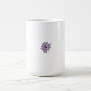 Taza De Café Flor púrpura con un patrón de puntos de polka gris