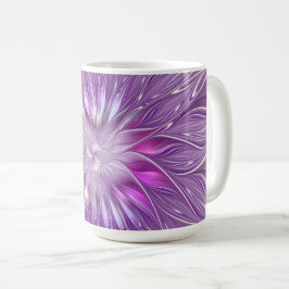 Taza De Café Flor Púrpura Rosa Pasión Resumen Arte Fractal