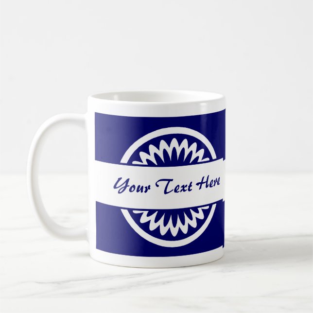 Taza De Café Flor redonda - Azul oscuro (Izquierda)