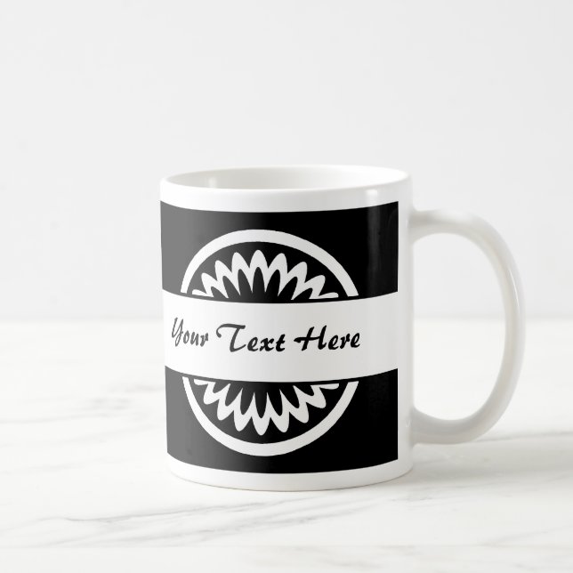 Taza De Café Flor redonda - Negro (Derecha)