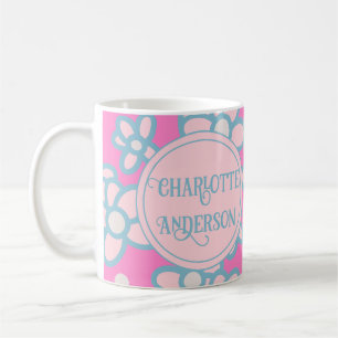 Taza De Café Flor retro rosa personalizada