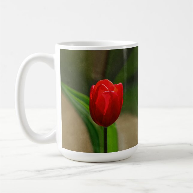Taza De Café Flor roja de la primavera del tulipán (Izquierda)
