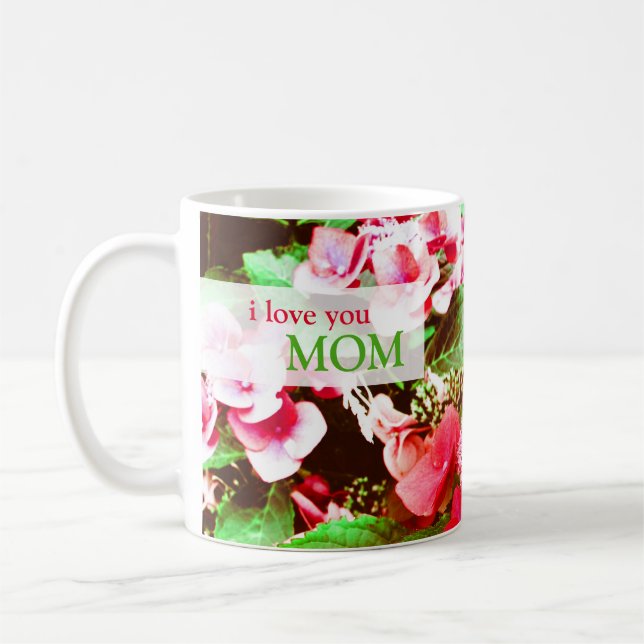 Taza De Café Flor roja del Hydrangea para el Día de la Madre (Izquierda)