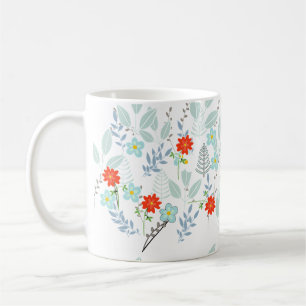 Taza De Café Flor Roja + Hojas