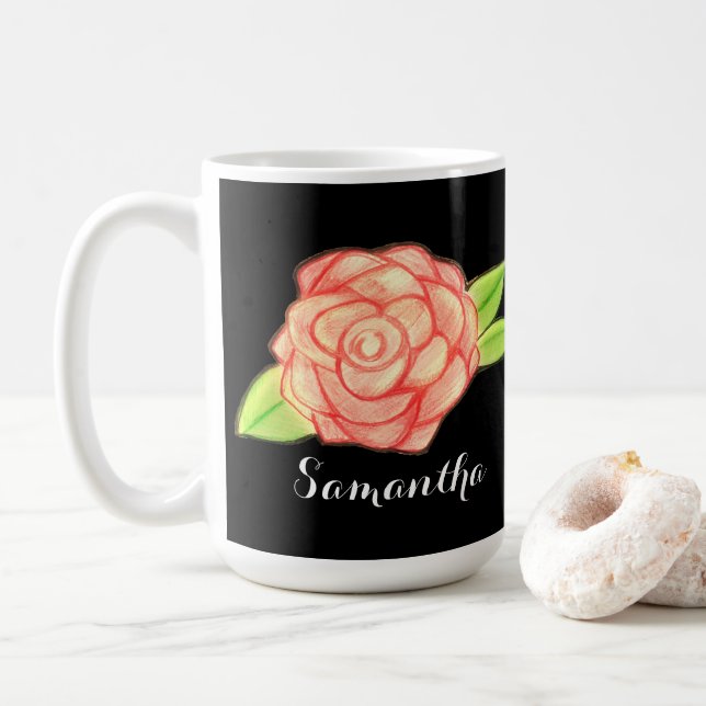 Taza De Café Flor Rosa (Con donut)