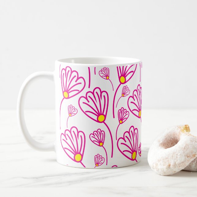 Taza De Café Flor rosa (Con donut)