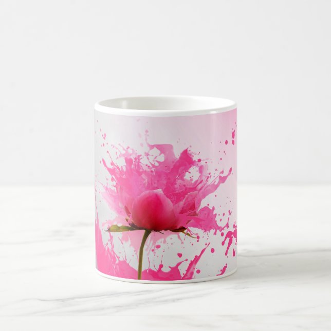 Taza De Café Flor rosa Abstract Paint Splatt (Centro)