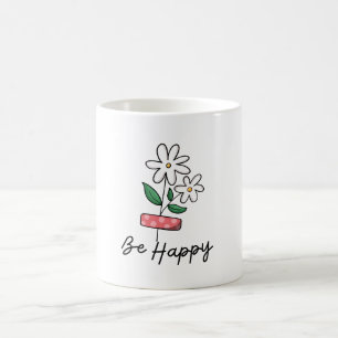 Taza De Café Flor rosa blanca sea feliz Muang