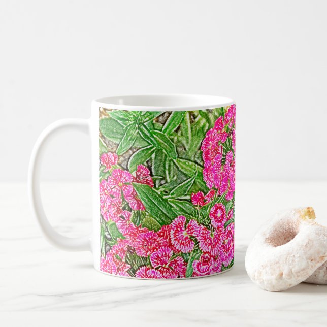 Taza De Café Flor rosa Bonito (Con donut)