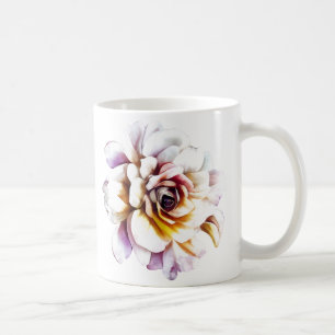 Taza De Café Flor Rosa de color blanco