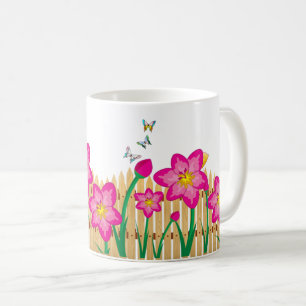 Taza De Café Flor rosa en el jardín de la naturaleza - Flor flo