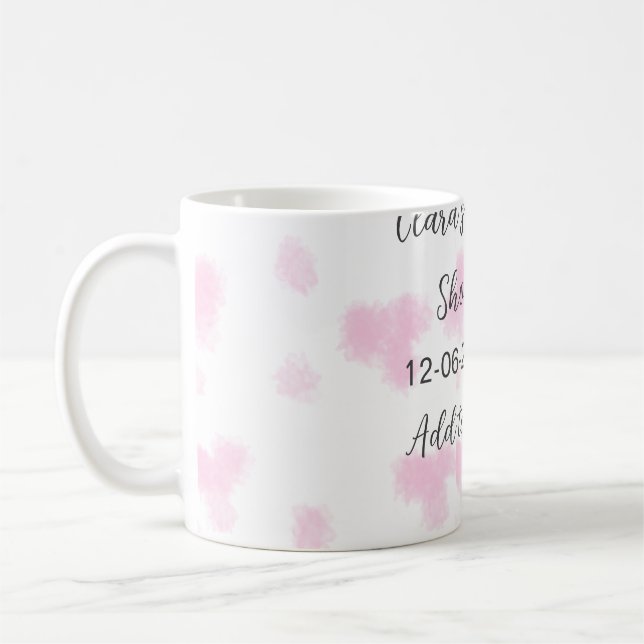 Taza De Café Flor rosa lindo ducha de bebé acuarela moderna dat (Izquierda)