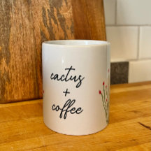 Flor Rosa Ocotillo Cactus Plus Café Watercolor