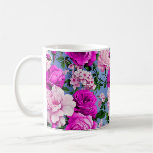 Taza De Café Flor Rosa púrpura grande retro