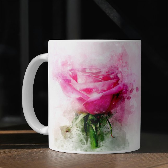 Taza De Café Flor rosa rosa acuarela - wb (Subido por el creador)