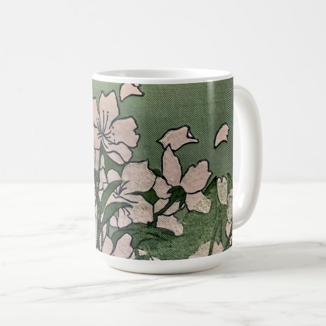 Taza De Café Flor Rosa Verde (Anverso derecho)