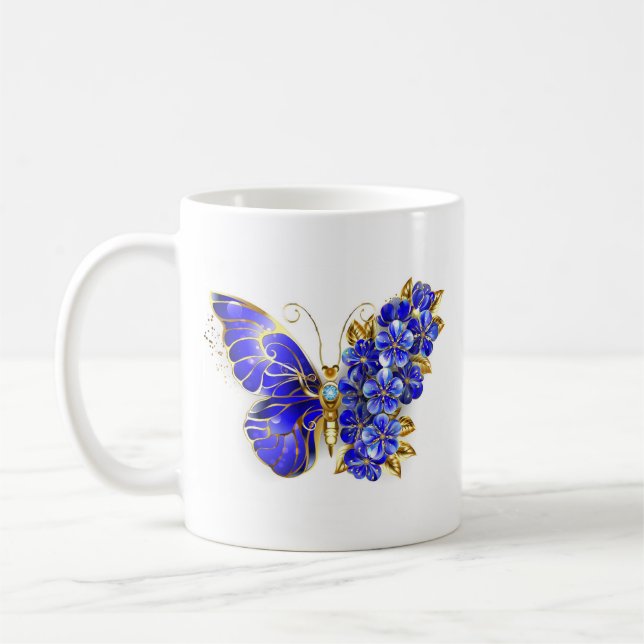 Taza De Café Flor Sapphire Mariposa (Izquierda)