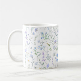 Taza De Café Flor silvestre acuarela púrpura azul