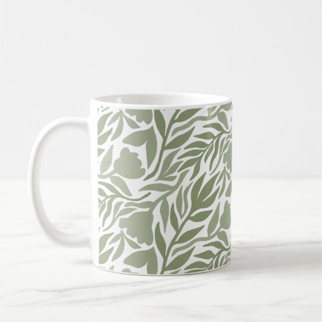 Taza De Café Flor silvestre Cascada Blanco & Moss Verde (Izquierda)