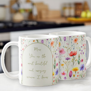 Taza De Café Flor silvestre colorida Letrero suave verde