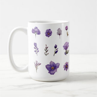 Taza De Café Flor silvestre en acuarela púrpura