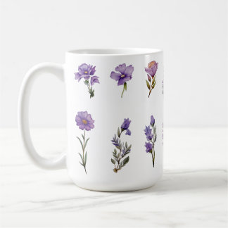 Taza De Café Flor silvestre en acuarela púrpura
