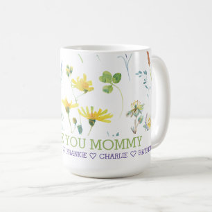 Taza De Café Flor silvestre personalizada Añadir su propio text