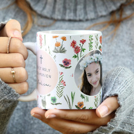 Taza De Café Flor silvestre primero foto de la comunión sagrada