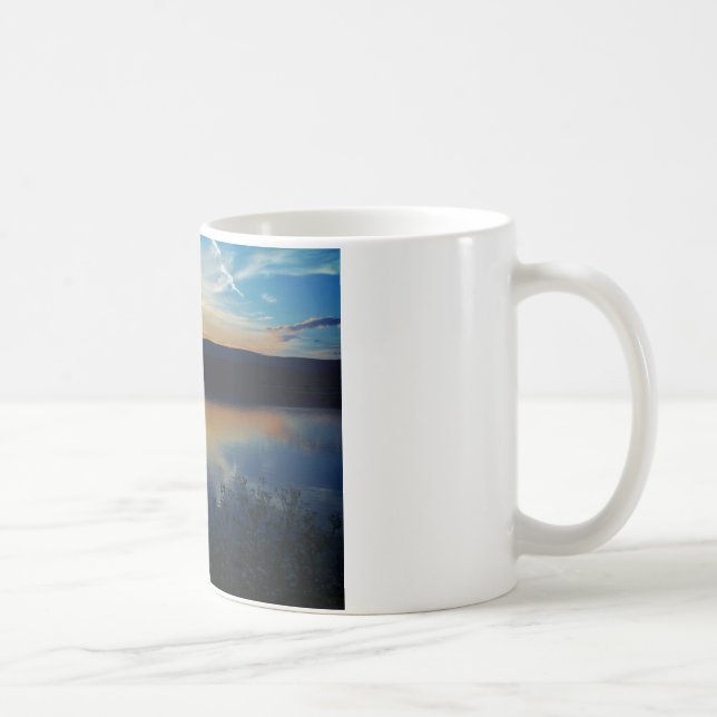 Taza De Café Flor silvestre, puesta de sol azul (Derecha)