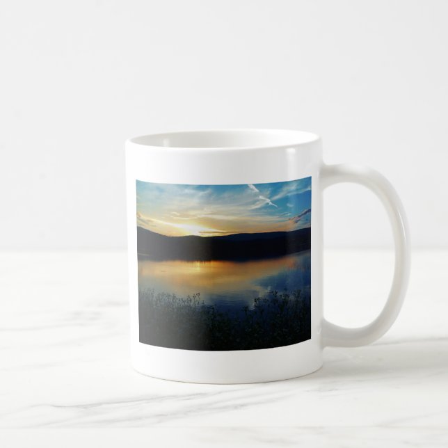 Taza De Café Flor silvestre, puesta de sol azul (Derecha)