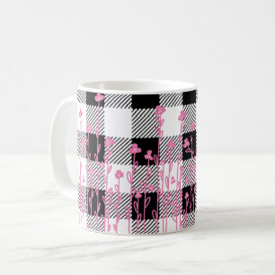 Taza De Café Flor silvestre rosa suave garrapato blanco negro