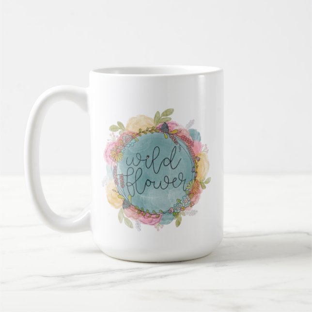Taza De Café Flor silvestre Wreath Floral (Izquierda)