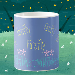 Taza De Café Flor silvestre y cielo luciérnagas por la noche