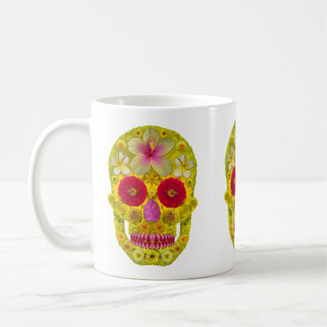 Taza De Café Flor Skull 8 (Izquierda)