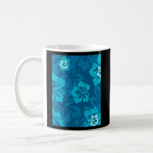 Taza De Café Flor tropical hawaiana azul hibiscus floral