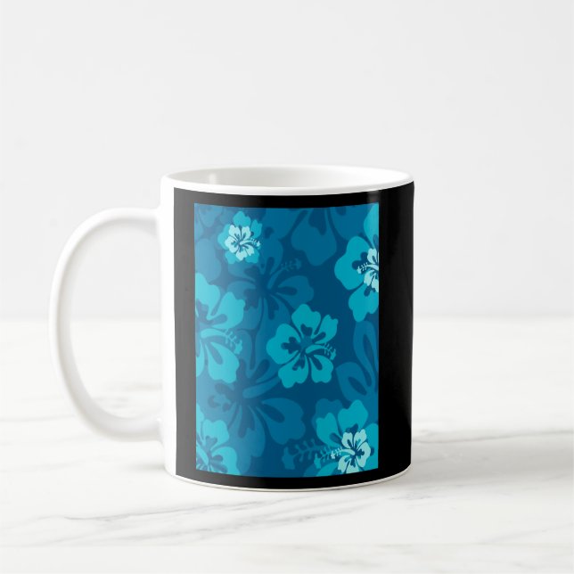 Taza De Café Flor tropical hawaiana azul hibiscus floral (Izquierda)