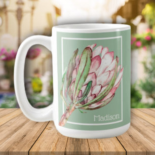 Taza De Café Flor tropical protésica en verde