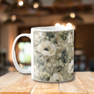 Taza De Café Flor Verde Sabrosa Y Crema