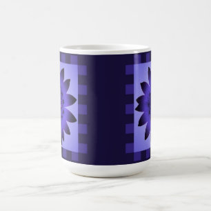 Taza De Café Flor violeta de margarita, franjas de patrón - taz