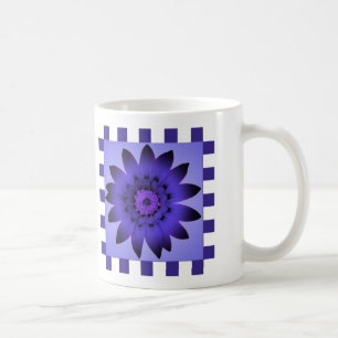 Taza De Café Flor violeta de margarita, franjas de patrón - taz