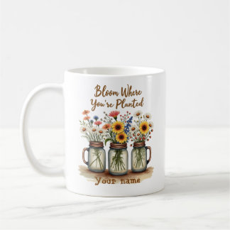 Taza De Café Flor virgen Mason Jar Coffee Mug