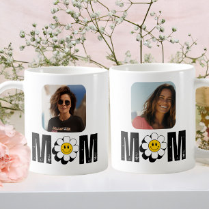 Taza De Café Flor y "mamá" retro, diversión, foto Personalizado
