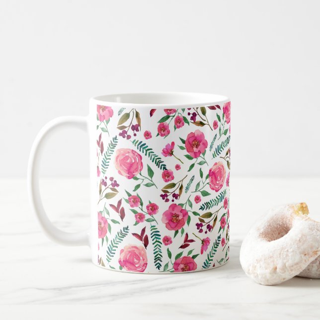 Taza De Café Flora acuarela (Con donut)