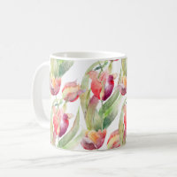 Flora acuarela de tulipanes de primavera