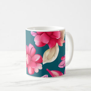 Taza De Café Flora acuática rosa pastel